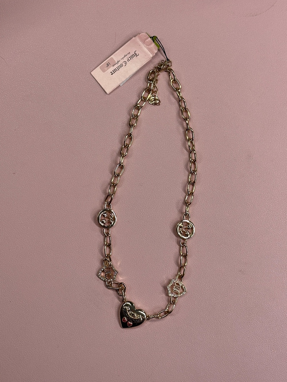 Juicy Couture Gold-Tone Heart Charm Necklace - red cherry Accent